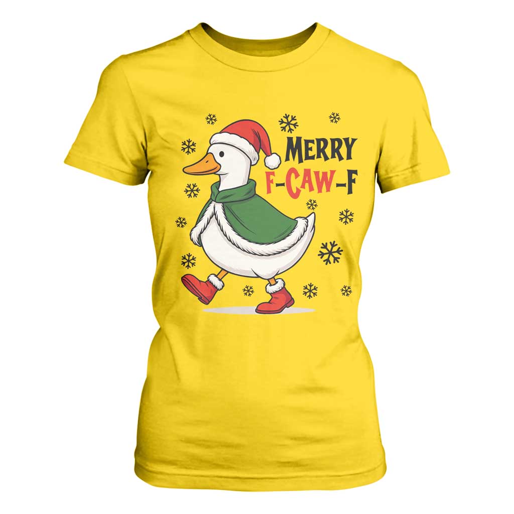 Merry F Caw F Duck Lover T Shirt For Women Funny Christmas Gift TS12 Daisy Print Your Wear