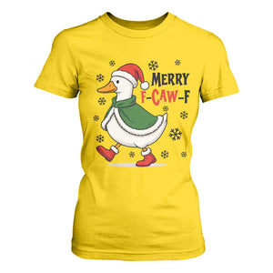 Merry F Caw F Duck Lover T Shirt For Women Funny Christmas Gift TS12 Daisy Print Your Wear