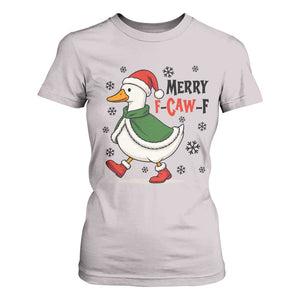 Merry F Caw F Duck Lover T Shirt For Women Funny Christmas Gift TS12 Ice Gray Print Your Wear