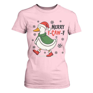 Merry F Caw F Duck Lover T Shirt For Women Funny Christmas Gift TS12 Light Pink Print Your Wear