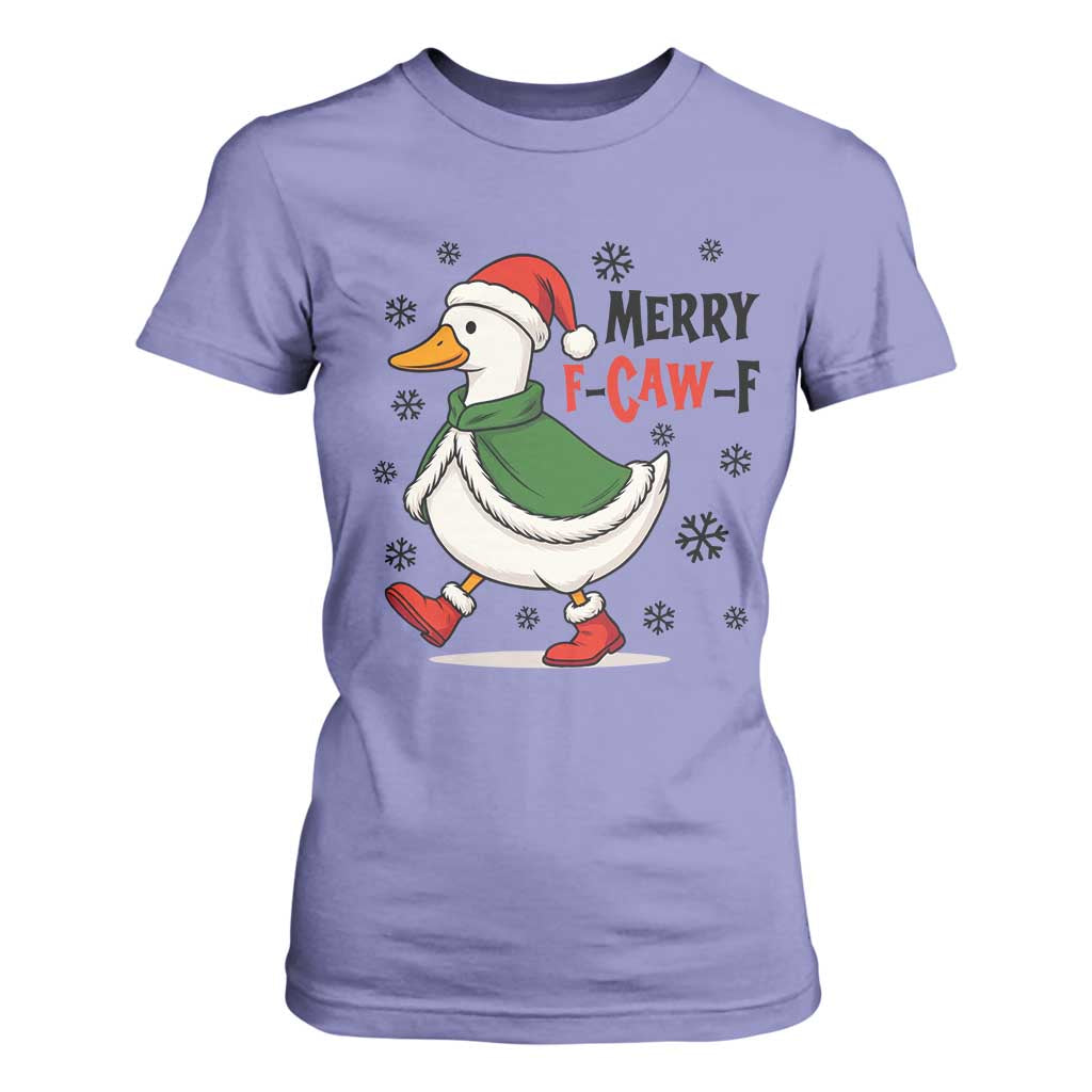 Merry F Caw F Duck Lover T Shirt For Women Funny Christmas Gift TS12 Violet Print Your Wear
