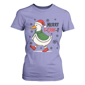 Merry F Caw F Duck Lover T Shirt For Women Funny Christmas Gift TS12 Violet Print Your Wear