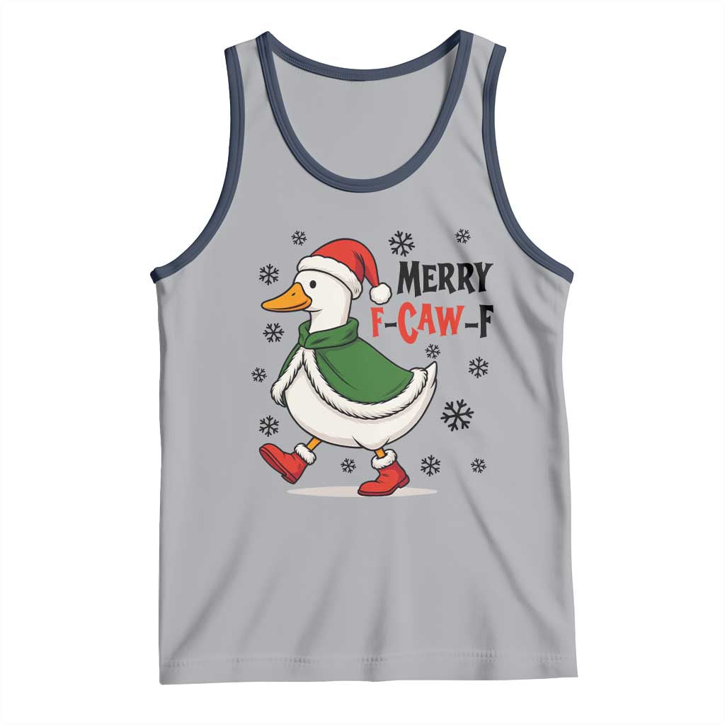 Merry F Caw F Duck Lover Tank Top Funny Christmas Gift TS12 Athletic Heather Navy Print Your Wear