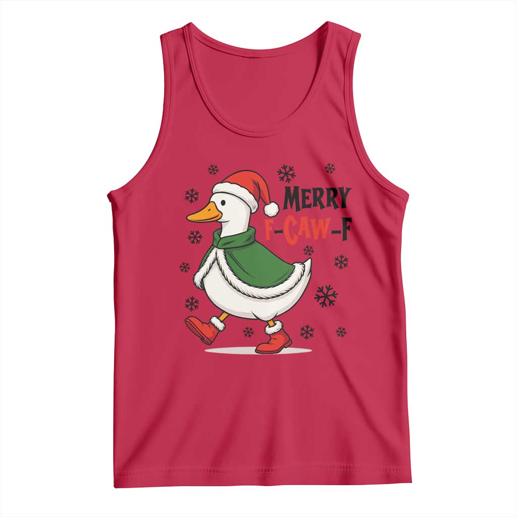 Merry F Caw F Duck Lover Tank Top Funny Christmas Gift TS12 Red Print Your Wear