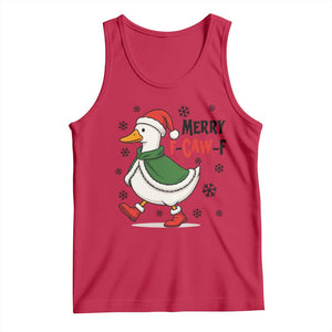 Merry F Caw F Duck Lover Tank Top Funny Christmas Gift TS12 Red Print Your Wear