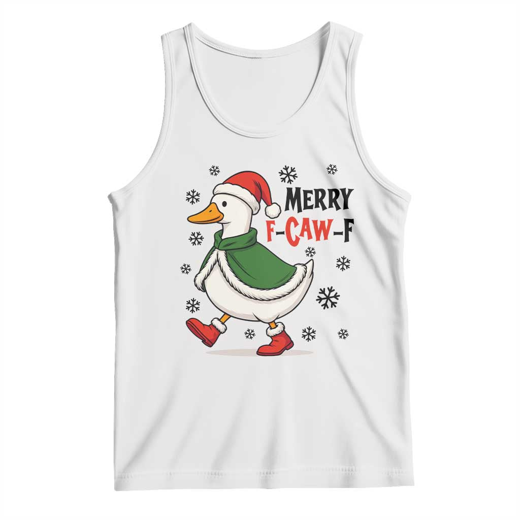 Merry F Caw F Duck Lover Tank Top Funny Christmas Gift TS12 White Print Your Wear