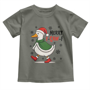 Merry F Caw F Duck Lover Toddler T Shirt Funny Christmas Gift TS12 Military Green Print Your Wear
