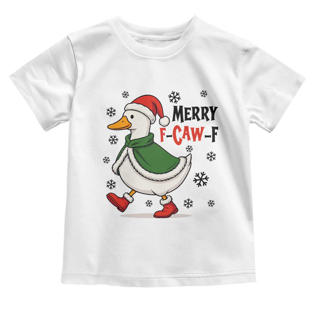 Merry F Caw F Duck Lover Toddler T Shirt Funny Christmas Gift - Print Your Wear