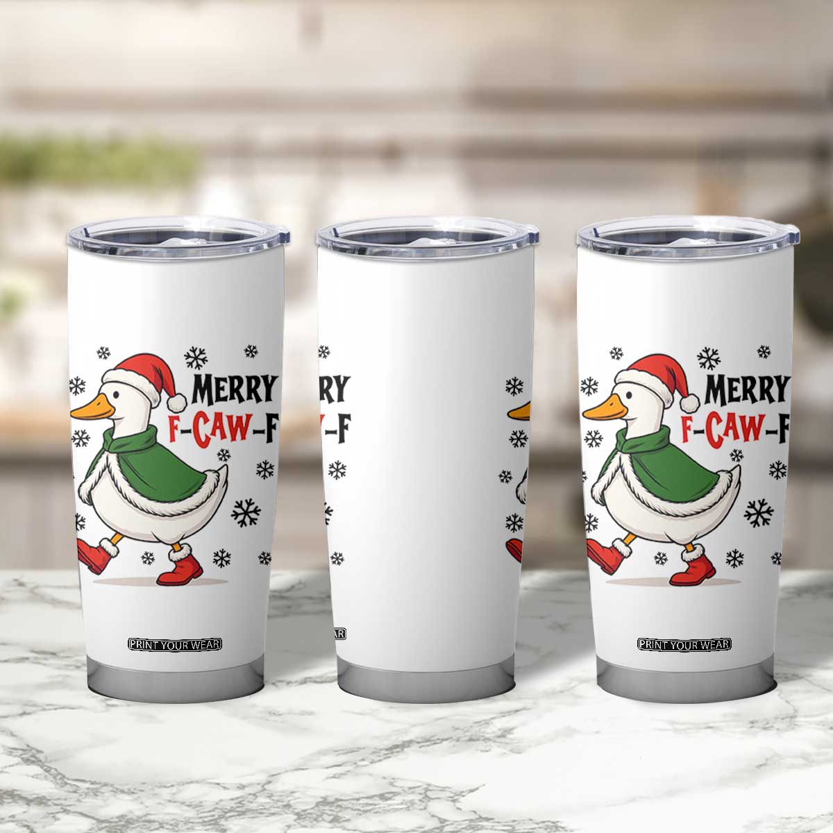 Merry F Caw F Duck Lover Tumbler Cup Funny Christmas Gift TS12 Print Your Wear