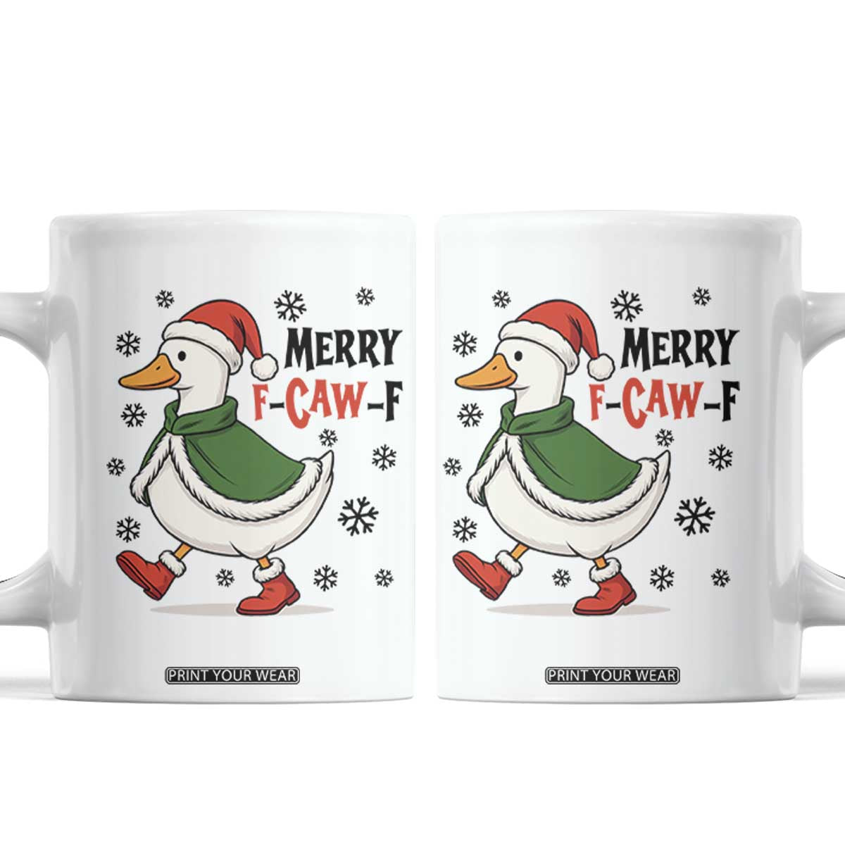 Merry F Caw F Duck Lover Coffee Mug Funny Christmas Gift TS12 White Print Your Wear