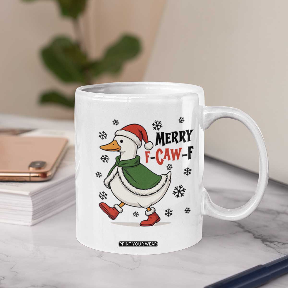 Merry F Caw F Duck Lover Coffee Mug Funny Christmas Gift TS12 Print Your Wear