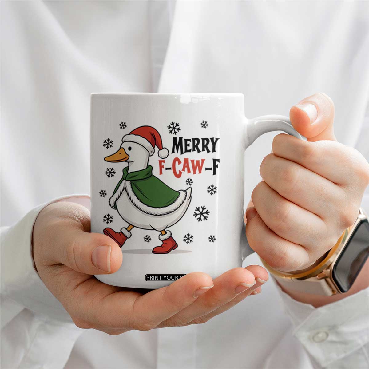 Merry F Caw F Duck Lover Coffee Mug Funny Christmas Gift - Print Your Wear