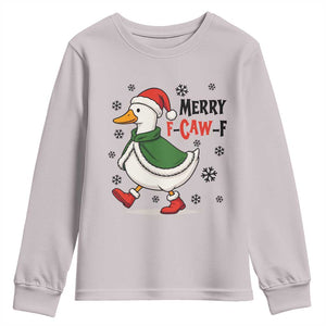 Merry F Caw F Duck Lover Youth Sweatshirt Funny Christmas Gift TS12 Ice Gray Print Your Wear
