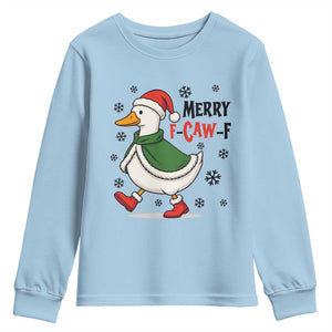 Merry F Caw F Duck Lover Youth Sweatshirt Funny Christmas Gift TS12 Light Blue Print Your Wear