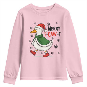 Merry F Caw F Duck Lover Youth Sweatshirt Funny Christmas Gift TS12 Light Pink Print Your Wear