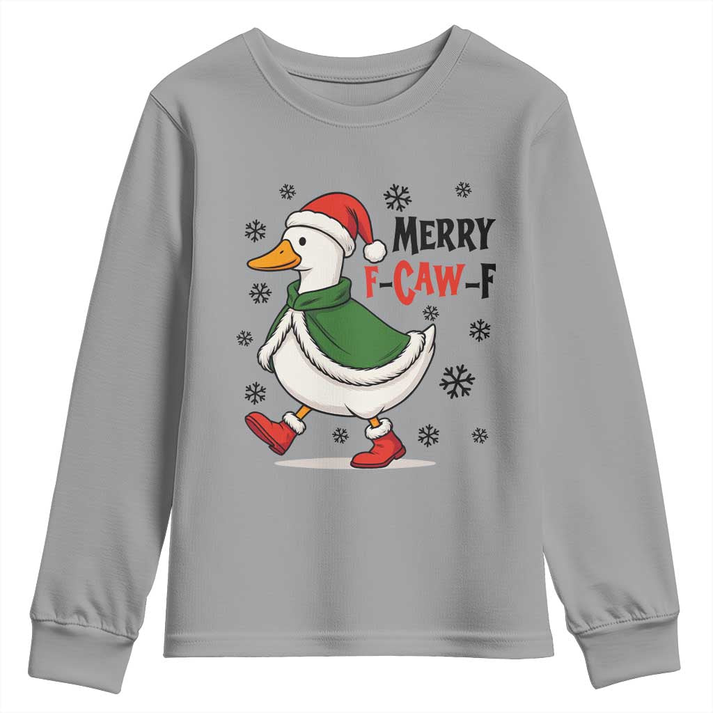 Merry F Caw F Duck Lover Youth Sweatshirt Funny Christmas Gift TS12 Sport Gray Print Your Wear