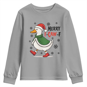 Merry F Caw F Duck Lover Youth Sweatshirt Funny Christmas Gift TS12 Sport Gray Print Your Wear