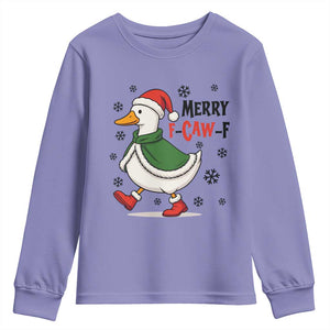 Merry F Caw F Duck Lover Youth Sweatshirt Funny Christmas Gift TS12 Violet Print Your Wear