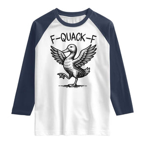 Funny F Quack F Duck Lover Sarcastic Joke Gift Raglan Shirt TS12 White Navy Print Your Wear