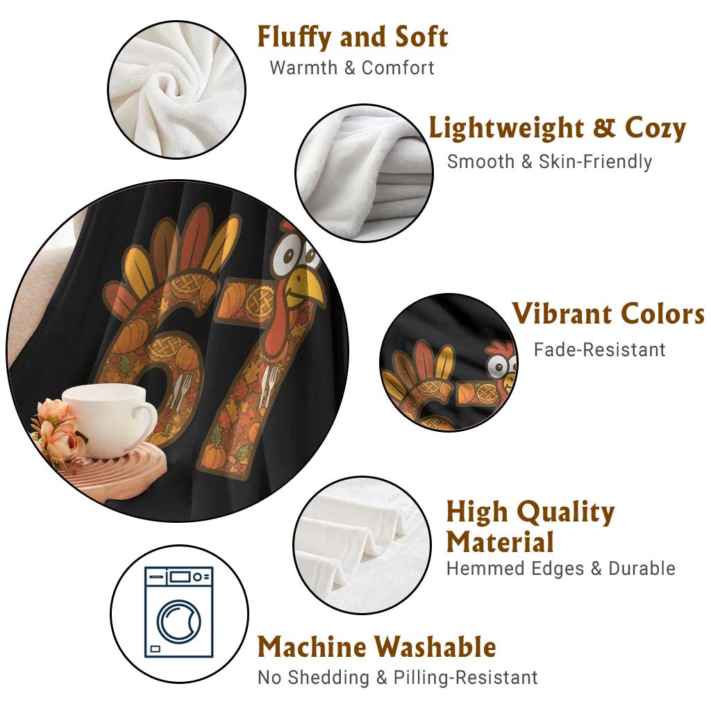 Six And Seven Meme Turkey Throw Blanket Funny Thanksgiving Gift TS12 Print Your Wear