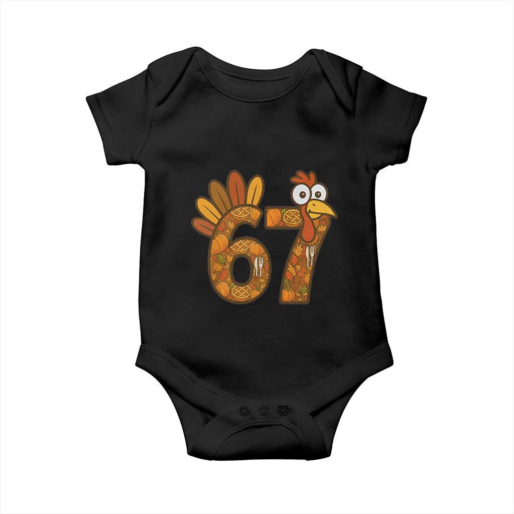 Six And Seven Meme Turkey Baby Onesie Funny Thanksgiving Gift TS12 Black Print Your Wear