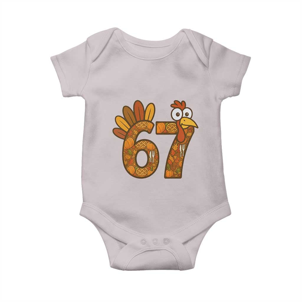 Six And Seven Meme Turkey Baby Onesie Funny Thanksgiving Gift TS12 Ice Gray Print Your Wear