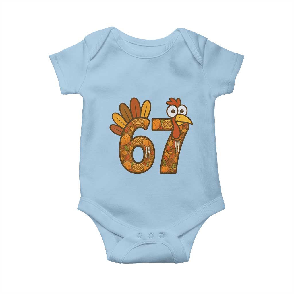 Six And Seven Meme Turkey Baby Onesie Funny Thanksgiving Gift TS12 Light Blue Print Your Wear