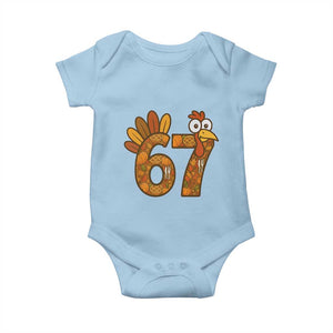 Six And Seven Meme Turkey Baby Onesie Funny Thanksgiving Gift TS12 Light Blue Print Your Wear