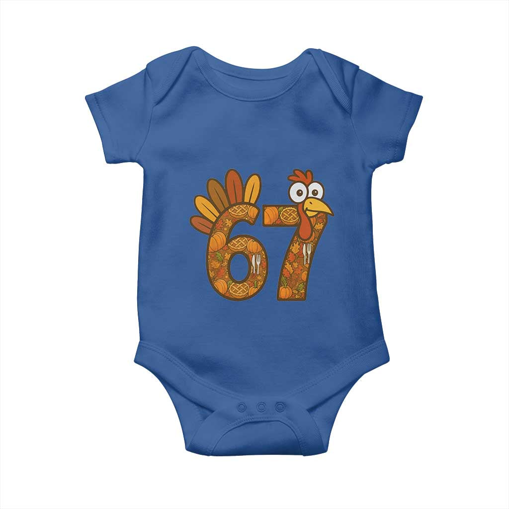 Six And Seven Meme Turkey Baby Onesie Funny Thanksgiving Gift TS12 Royal Blue Print Your Wear