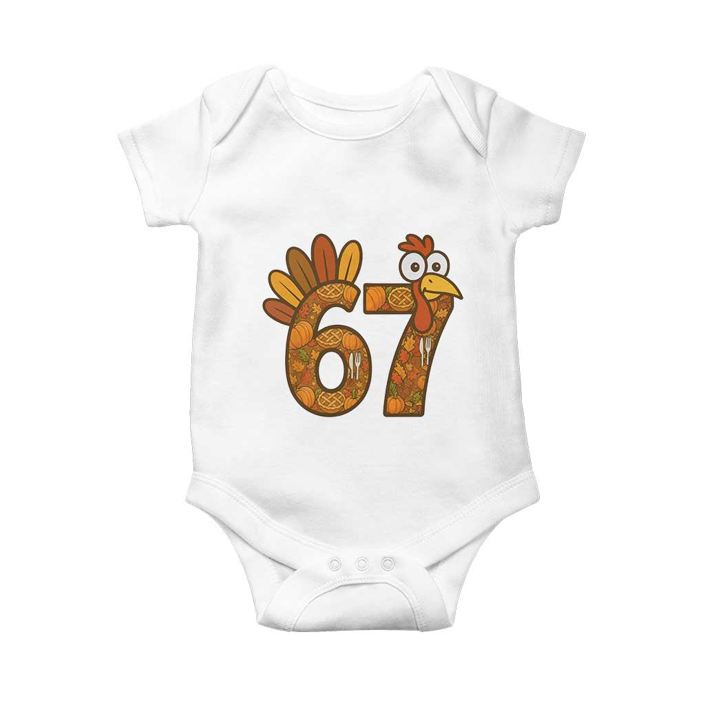 Six And Seven Meme Turkey Baby Onesie Funny Thanksgiving Gift TS12 White Print Your Wear