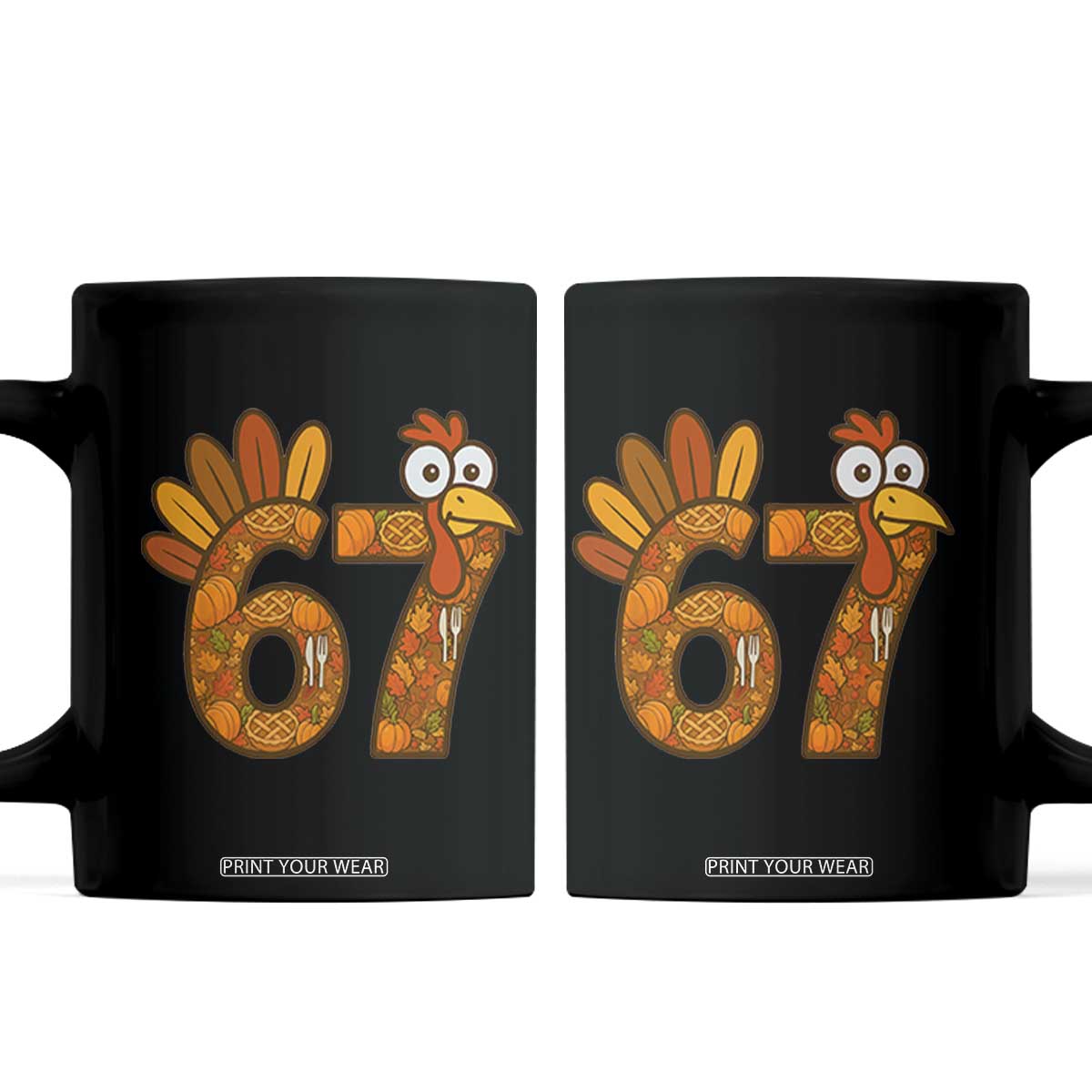 Six And Seven Meme Turkey Coffee Mug Funny Thanksgiving Gift TS12 Black Print Your Wear