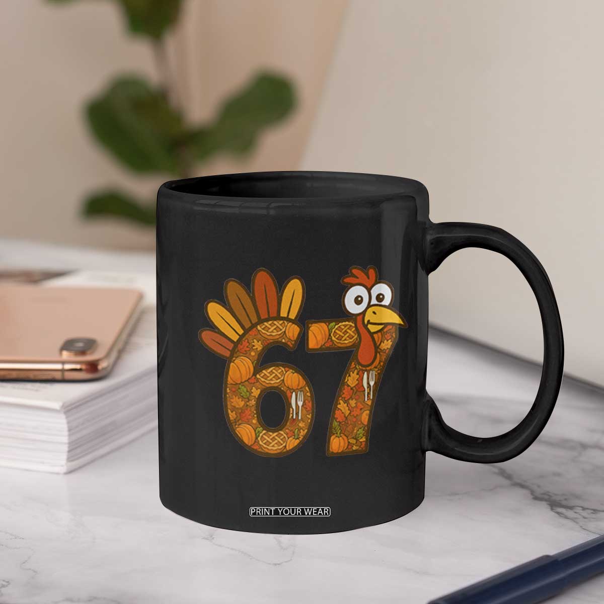 Six And Seven Meme Turkey Coffee Mug Funny Thanksgiving Gift TS12 Print Your Wear
