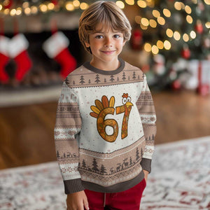 Six And Seven Meme Turkey Ugly Christmas Sweater Funny Thanksgiving Gift TS12 Mocha Mousse Print Your Wear