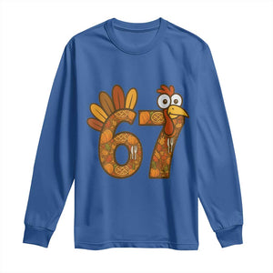 Six And Seven Meme Turkey Long Sleeve Shirt Funny Thanksgiving Gift TS12 Royal Blue Print Your Wear