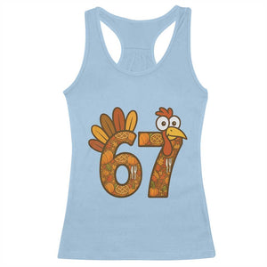 Six And Seven Meme Turkey Racerback Tank Top Funny Thanksgiving Gift TS12 Light Blue Print Your Wear