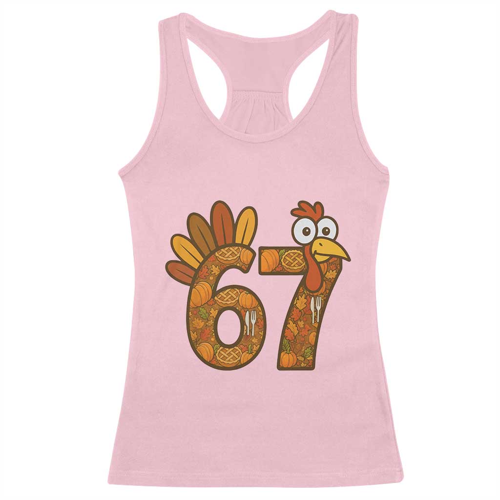 Six And Seven Meme Turkey Racerback Tank Top Funny Thanksgiving Gift TS12 Light Pink Print Your Wear