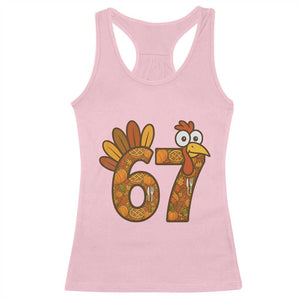 Six And Seven Meme Turkey Racerback Tank Top Funny Thanksgiving Gift TS12 Light Pink Print Your Wear