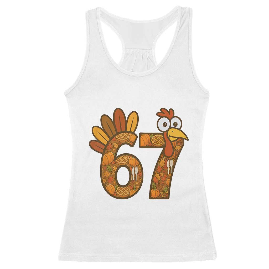 Six And Seven Meme Turkey Racerback Tank Top Funny Thanksgiving Gift TS12 White Print Your Wear