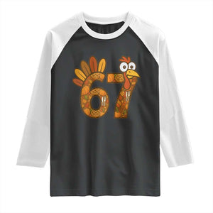 Six And Seven Meme Turkey Raglan Shirt Funny Thanksgiving Gift TS12 Black White Print Your Wear