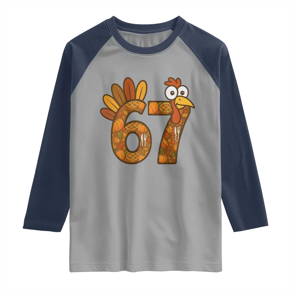 Six And Seven Meme Turkey Raglan Shirt Funny Thanksgiving Gift TS12 Sport Gray Navy Print Your Wear