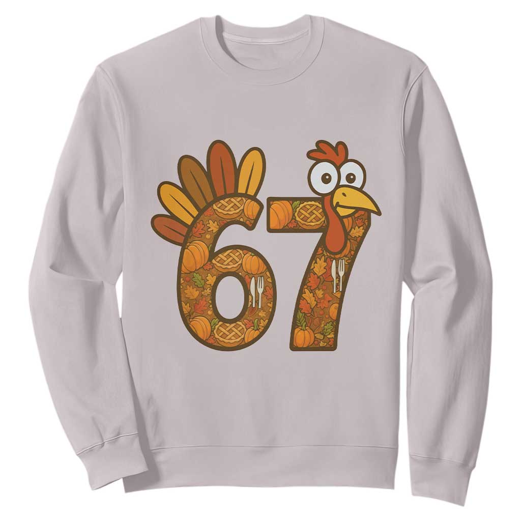Six And Seven Meme Turkey Sweatshirt Funny Thanksgiving Gift TS12 Ice Gray Print Your Wear