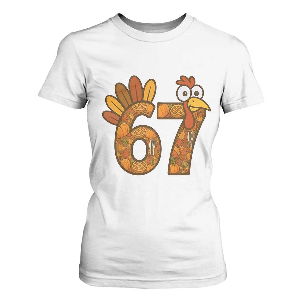 Six And Seven Meme Turkey T Shirt For Women Funny Thanksgiving Gift TS12 White Print Your Wear