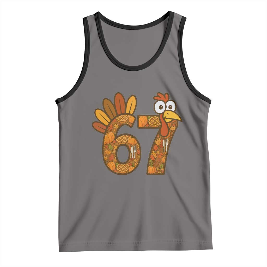 Six And Seven Meme Turkey Tank Top Funny Thanksgiving Gift TS12 Deep Heather Black Print Your Wear