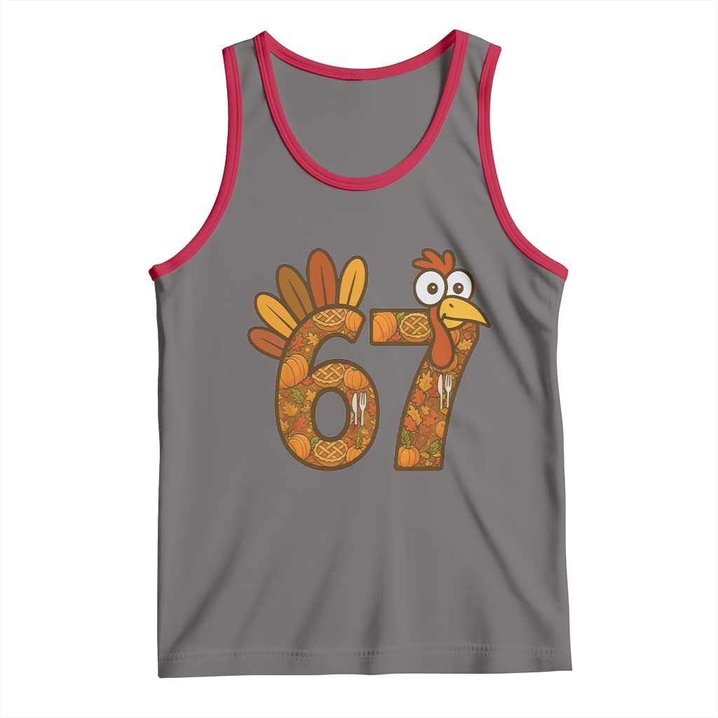 Six And Seven Meme Turkey Tank Top Funny Thanksgiving Gift TS12 Deep Heather Red Print Your Wear