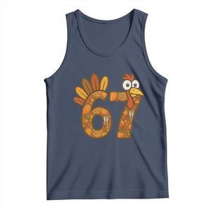 Six And Seven Meme Turkey Tank Top Funny Thanksgiving Gift TS12 Navy Print Your Wear
