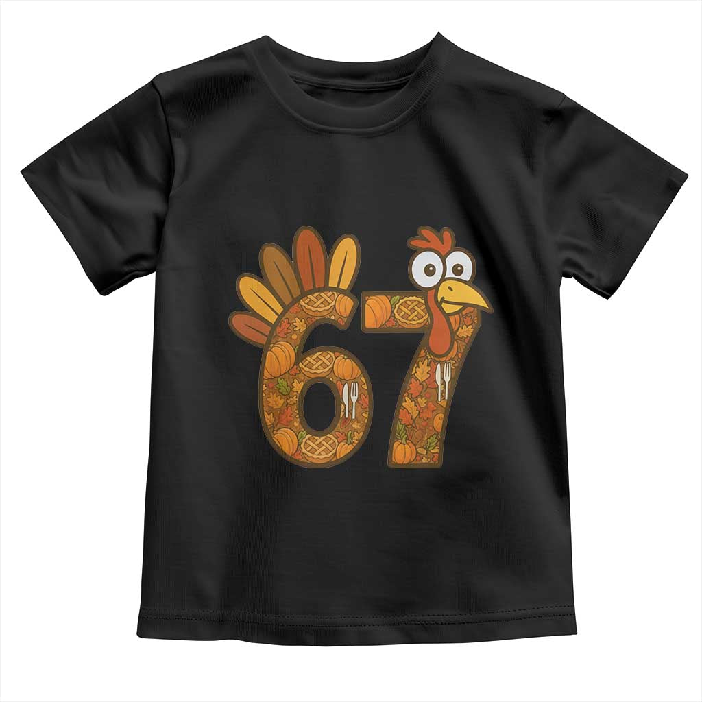 Six And Seven Meme Turkey Toddler T Shirt Funny Thanksgiving Gift TS12 Black Print Your Wear