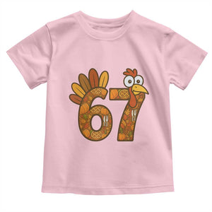 Six And Seven Meme Turkey Toddler T Shirt Funny Thanksgiving Gift TS12 Light Pink Print Your Wear
