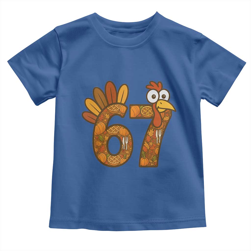 Six And Seven Meme Turkey Toddler T Shirt Funny Thanksgiving Gift TS12 Royal Blue Print Your Wear