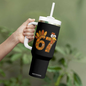 Six And Seven Meme Turkey Tumbler With Handle Funny Thanksgiving Gift TS12 Print Your Wear