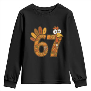 Six And Seven Meme Turkey Youth Sweatshirt Funny Thanksgiving Gift TS12 Black Print Your Wear